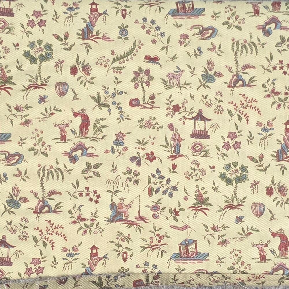 Vintage Waverly Haiku Chinoiserie Decorator Fabric — 4.5 Continuous Yards